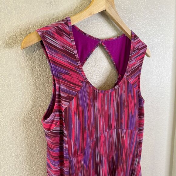 Prana Athletic Sport Tank Dress Womens Small Purple Spacedye Calico Built In Bra - Picture 3 of 11